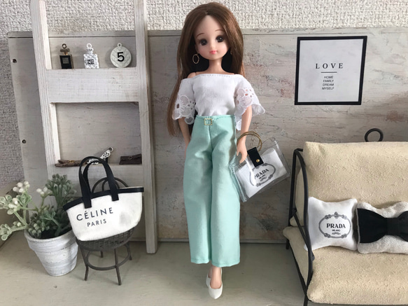 送料無料♡リカちゃん服♡ミントグリーンワイドパンツ♡ドール服
