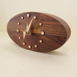 木の時計＜ウォールナット集成材＞・置き時計wnc-199　木製時計 2枚目の画像