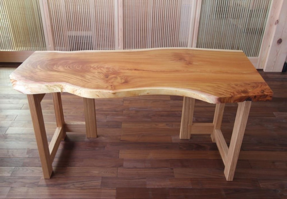 書斎机・勉強机 ☆けやき一枚板☆ ダイニングテーブル mukunoki 通販