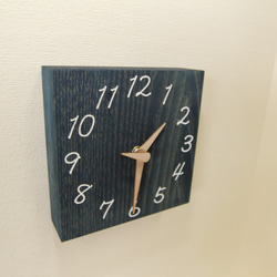 【藍染め】木の時計＜たも＞掛け時計・置き時計aic-104 3枚目の画像