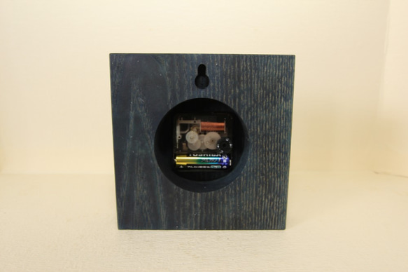 【藍染め】木の時計＜たも＞掛け時計・置き時計aic-104 4枚目の画像