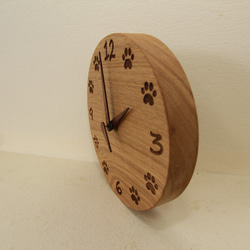 木の時計＜たも＞・掛け時計tac-161　肉球 4枚目の画像