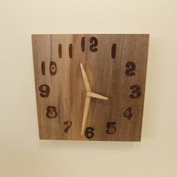 木の時計＜ウォールナット＞・掛け時計wnc-189　木製時計 1枚目の画像