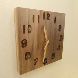 木の時計＜ウォールナット＞・掛け時計wnc-189　木製時計 3枚目の画像