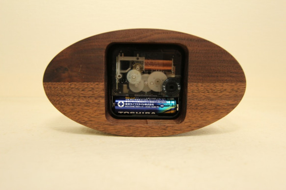 木の時計＜ウォールナット集成材＞・置き時計wnc-194　木製時計 5枚目の画像