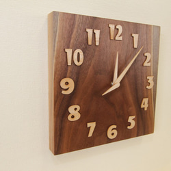 木の時計＜ウォールナット＞・掛け時計wnc-196　木製時計 3枚目の画像