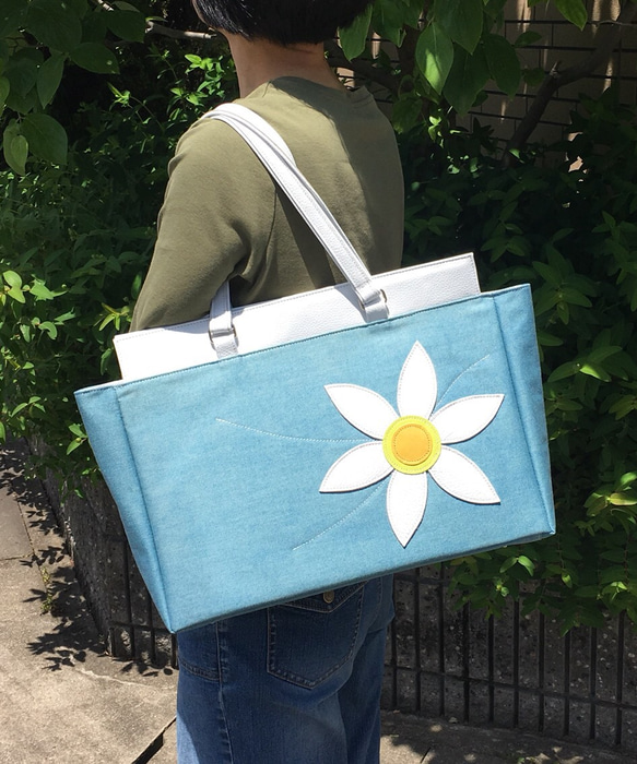 ハンドメイド・革の花のアップリケ＊トートバック 革の花のアップリケ＊トートバック 【公式通販】