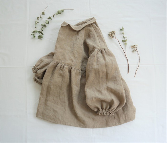 【受注制作】nikoブラウス 長袖　Belgium linen 100% *beige 6枚目の画像