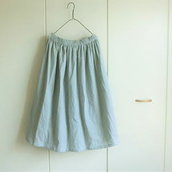 【受注制作】ダブルガーゼのギャザースカート ＊アイスミント 2枚目の画像