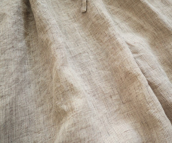 【ラスト1枚】限定品 hana エプロンワンピース linen 100% *kinari (tenten stripe) 3枚目の画像