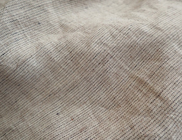 【ラスト1枚】限定品 hana エプロンワンピース linen 100% *kinari (tenten stripe) 4枚目の画像