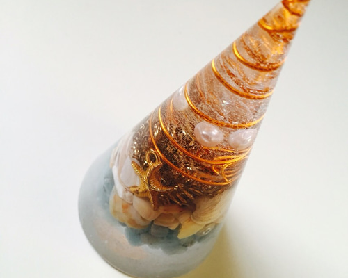 円錐形オルゴナイト＊海イメージ その他インテリア雑貨 こころこ