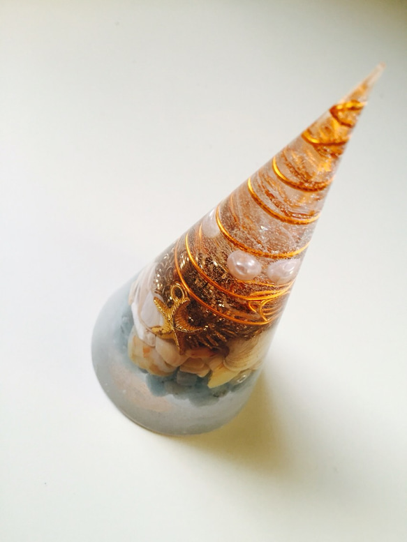 オルゴナイト 円錐形 円錐形オルゴナイト＊海イメージ その他インテリア雑貨 こころこ