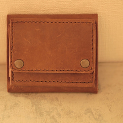 三つ折り財布 ブラウン 手縫い　送料無料 5枚目の画像
