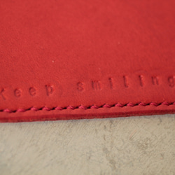 コースター　Keep smiling　赤  送料無料  手縫い 5枚目の画像