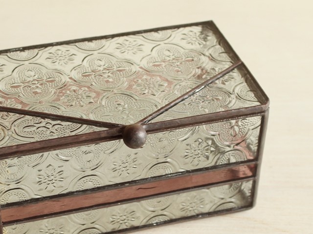 フローラガラスの小物入れ(ピンク）