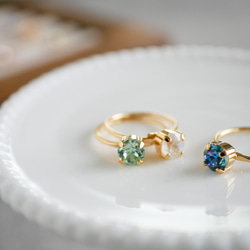 施華洛世奇水晶精緻簡單戒指（10號免費尺寸/綠晶石） 第7張的照片