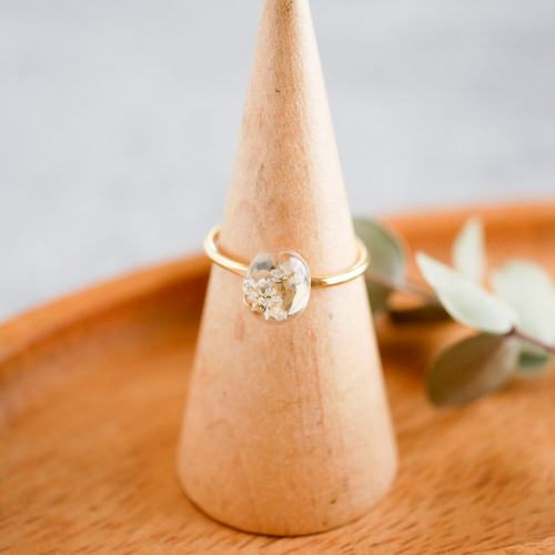 押し花リング（10号フリーサイズ/クリア/オーバルL） 指輪・リング