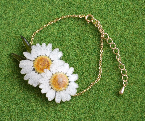 早い物勝ち⭐︎フラワー ブレスレット 5P ブレスレット マーガレット フラワー 花 ブレス 2連 繊細 華奢 華やか