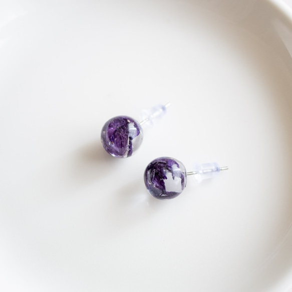 藍色錦葵耳環（不銹鋼，2個） 第2張的照片