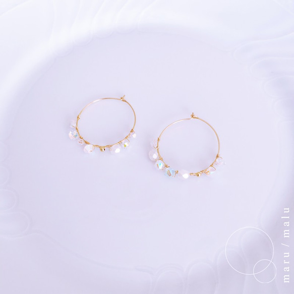 :the path of the wind: 14kgf hoop earrings transparent beads 第2張的照片