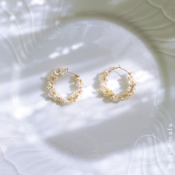 :crown of sun: Citrine& czech glass gold hoop earrings14KGF 第1張的照片