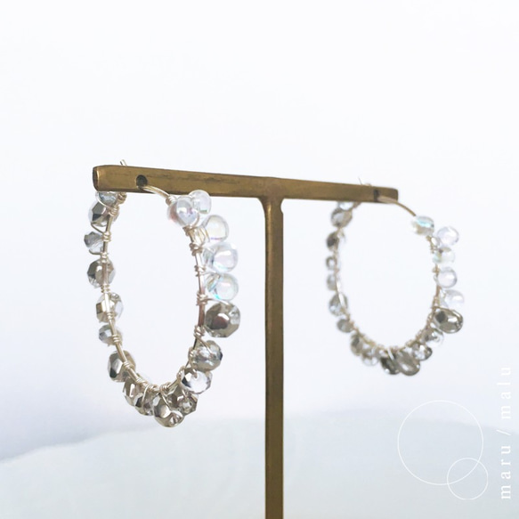 : arche : czech beads + silver 925hoop earrings 第2張的照片