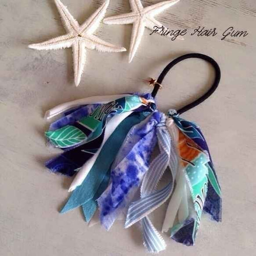 レジンヘアゴム南国水面浴衣手毬金箔夏ブルー