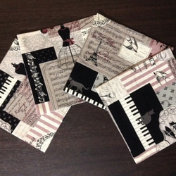 コースター ４枚セット ピアノや黒猫、楽譜などの柄がとってもオトナカワイイです 1枚目の画像