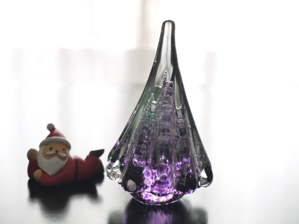 『Creema限定クリスマス2020』ガラスのクリスマスツリー　Purple 3枚目の画像