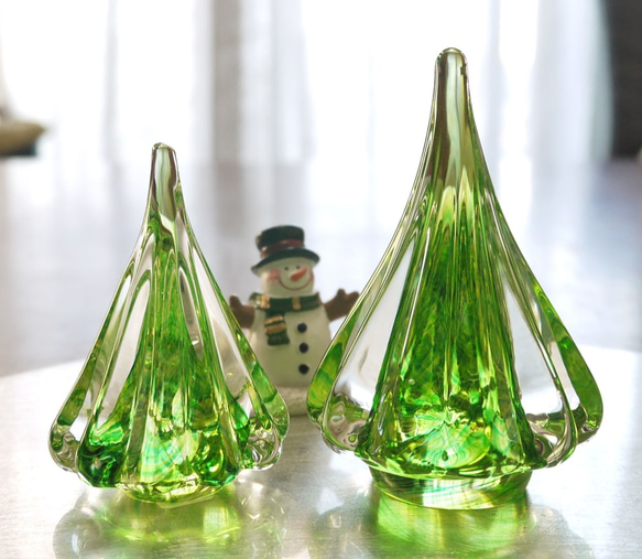 【えるさま　オーダー品】ガラスのクリスマスツリー　Green 3枚目の画像