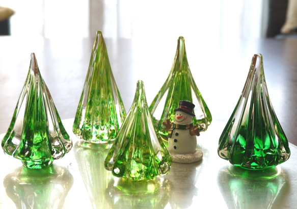 【えるさま　オーダー品】ガラスのクリスマスツリー　Green 4枚目の画像