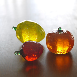 ガラスのフルーツたち　みかん&レモン＆イチゴ 3枚目の画像