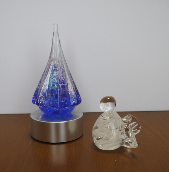 ガラスのブルー・クリスマスツリー＆エンジェル 6枚目の画像