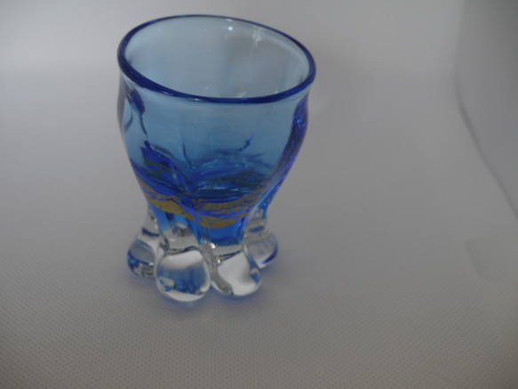 【みきてぃさまご予約品】ぐいのみ  Spiral Blue Glass & 月の虹Set 4枚目の画像