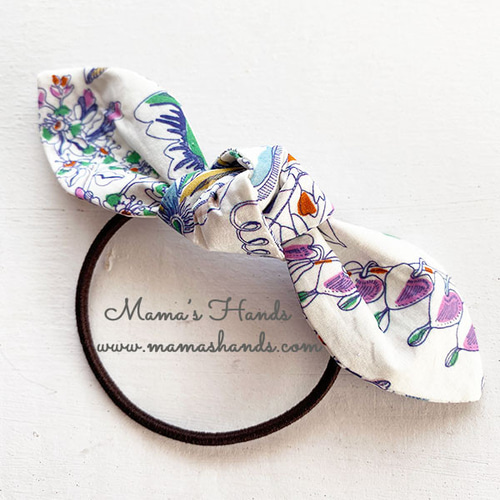 リバティ ポップ カラフル 花柄 植物 リボン ヘアゴム ♪ ヘアゴム  