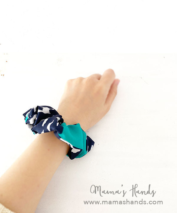 ⭐️已售出 13 件⭐️時尚綠松石藍 x 海軍藍髮圈 第3張的照片