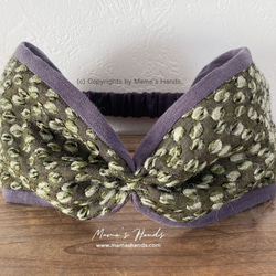 時尚義大利製造亞麻東熟卡其紫色秋冬春季頭巾髮髻 第3張的照片