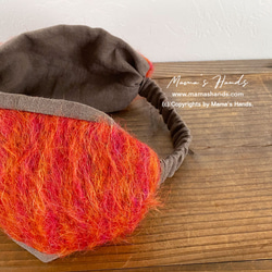 時尚義大利馬海毛羊毛橘色秋冬春季頭巾髮帶 第4張的照片