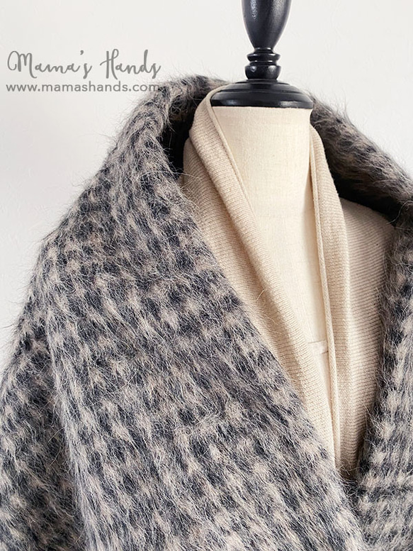 温かい イタリア製 モヘア アルパカ 羊毛ウール 厚 ベージュ ナチュラル 良品質 ストール ショール 8枚目の画像