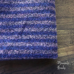75x50 フワモコ 紫 柔らかウール ボーダー 良品質 はぎれ 生地 1枚目の画像
