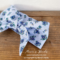 おしゃれな 青花柄 水色 綿100%  夏 保冷剤 冬 カイロ ネッククーラー スカーフ 2枚目の画像