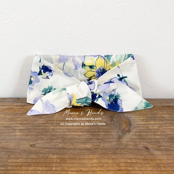 おしゃれな 水彩画風 花柄 綿100%  夏 保冷剤 冬 カイロ ネッククーラー スカーフ 1枚目の画像