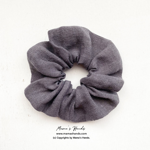 ⭐️已售出4件⭐️《織姬風立陶宛亞麻》 時尚天然材質，自然灰，簡約髮圈 第1張的照片