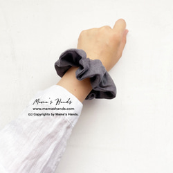 ⭐️已售出4件⭐️《織姬風立陶宛亞麻》 時尚天然材質，自然灰，簡約髮圈 第3張的照片