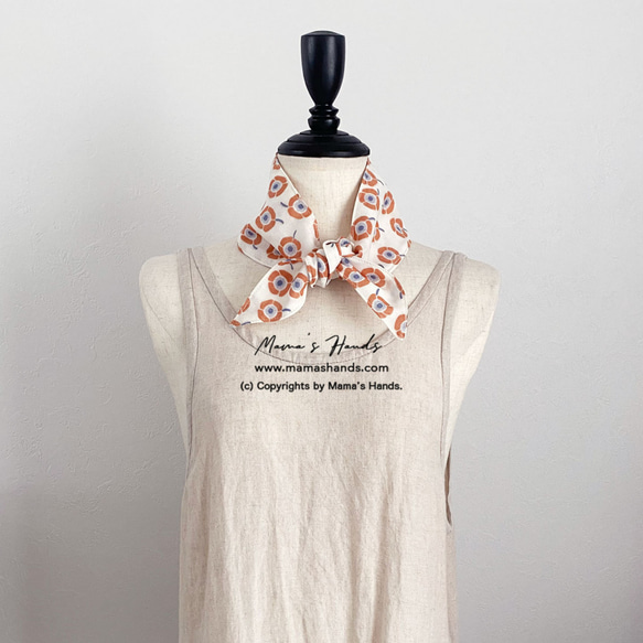★ 數量有限 ★ Coolant Orange 復古花卉雙層紗布 100% 省棉舒適環保夏季圍巾頸巾 第5張的照片