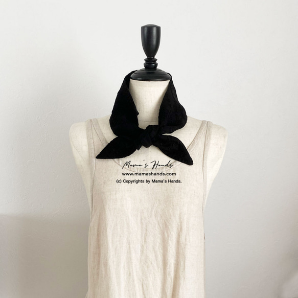★ 剩餘 1 件 ★ 冷卻劑 刺繡黑色黑色方形 100% 棉 省錢 舒適生態夏季圍巾 頸套 第4張的照片