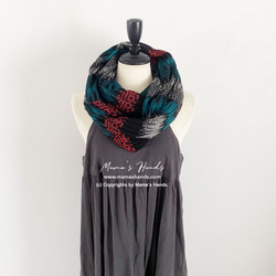 僅剩 1 件⭐️減價 200 日圓⭐️義大利製造時尚黑紅藍彩色針織圍脖♪ 第2張的照片