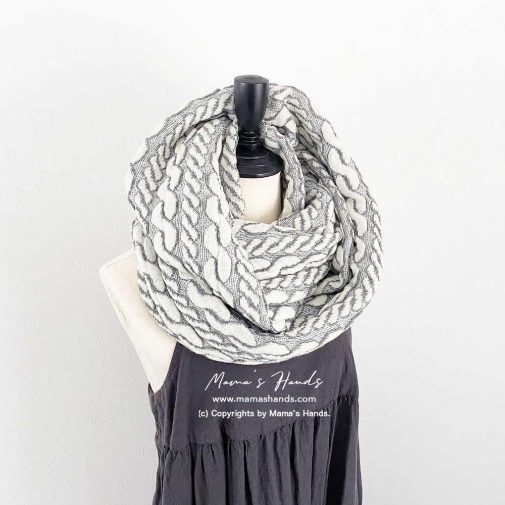 残1点⭐️4点売れました⭐️《アラン模様 ニット》おしゃれな グレー 綿 秋 冬 春 ボリューム スヌード