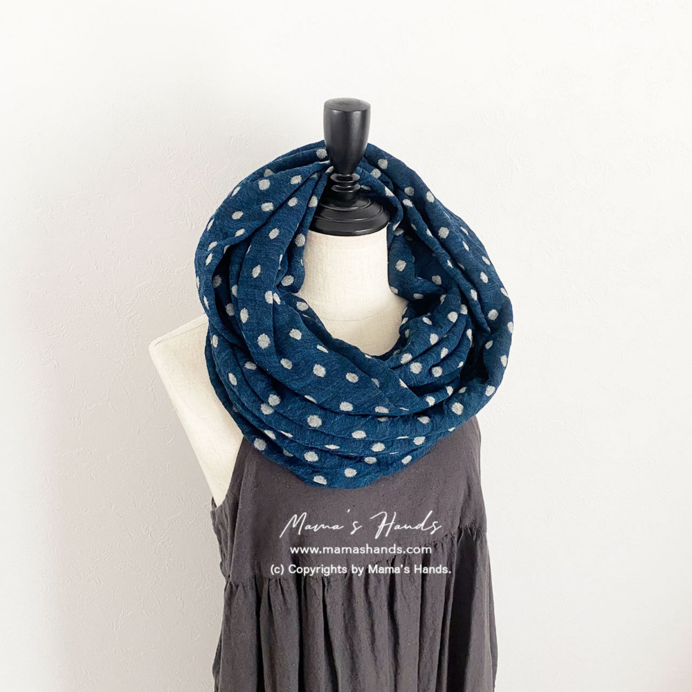 残り1点⭐️4点売れました ⭐️《柔らか ネイビー》水玉 ドット ニット ウール混  秋 冬 春 ボリューム スヌード